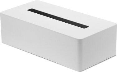 YAMAZAKI 4215 TOWER Tissue Box Holder Minimalist Design, Steel Alloy, White, 26.5 x 13.5 x 7.5 cm (LxBxH)