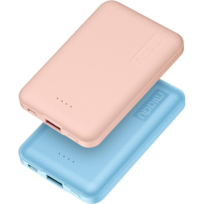 Портативний зарядний пристрій Power Bank Klein 5000mAh (2 шт.) 2.4A, Швидка зарядка, Зовнішній акумулятор, Синій & Рожевий