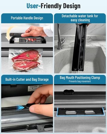 Професійний вакуумний пакувальник DXstring Vakuumiergerät Profi: 12 функцій, 95kPa, подвійний шов, для продуктів харчування