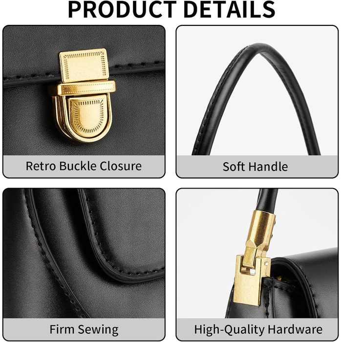 Жіноча сумка-клатч вінтажний стиль, екошкіра, чорна. Сумка через плече з пряжкою