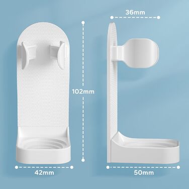 Дзеркальний тримач для електричних зубних щіток HOMMAND (2 шт.) - настінний, універсальний, білий