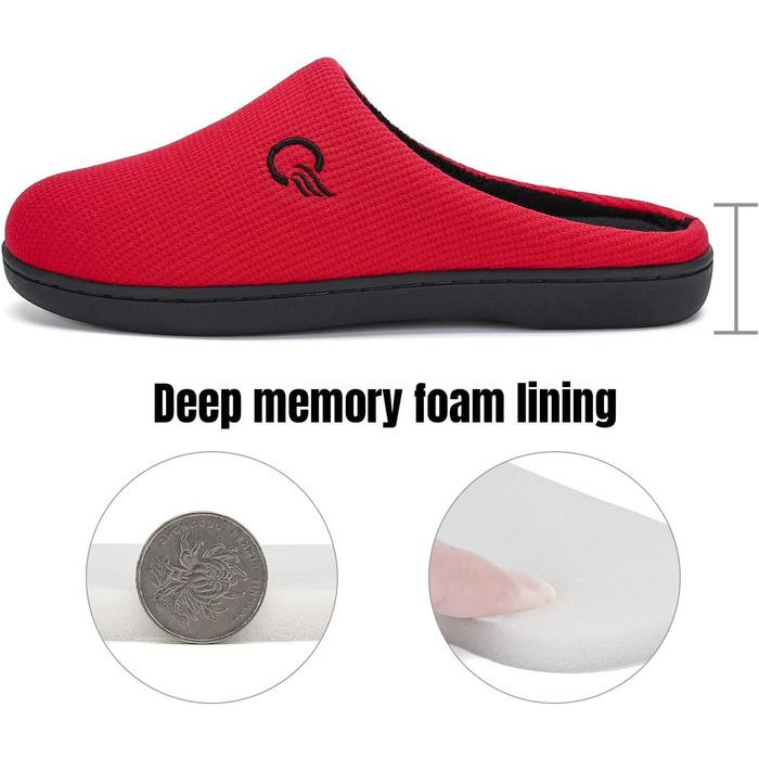 Тапочки Mishansha для дому чоловічі та жіночі зимові, зручні, з пам'яттю, розмір 36-47, червоні
