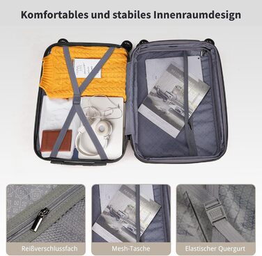 Набір валіз LALAHO 2 шт. з косметичкою, з ABS+PC, телескопічний ручка, ручна поклажа, градієнтний дизайн