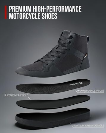 Мотоциклетні черевики RIDEIRON для чоловіків: водонепроникні, з антиковзаючою підошвою, дихаючі, стильні та зручні. Розмір 44 EU, чорний колір. Підходять для всіх сезонів.