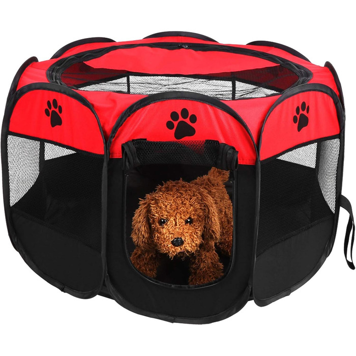 Клітка-забіг для цуценят Ejoyous: портативна клітка-забіг для собак, котів, кроликів. Ідеально для дому та вулиці. Червона