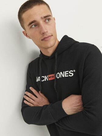 Чоловічий худі Jack & Jones з логотипом, чорний, розмір XL