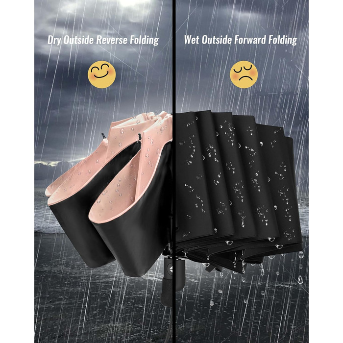 Чакіпі Годинник-парасолька великий, стійкий до вітру, компактний, для подорожей, автоматичний, для жінок та чоловіків, портативний, захист від УФ-променів, парасолька-кишеньковий, покриття 210T, діаметр 97 см, 8 спиць (рожевий)