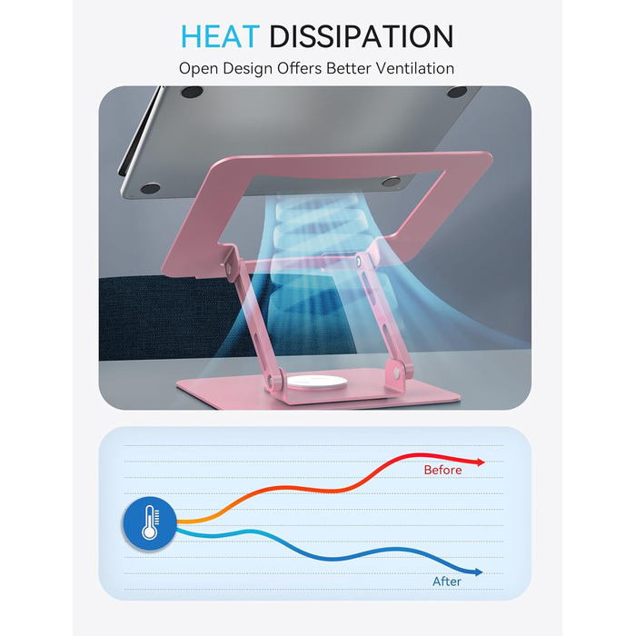 Підставка для ноутбука Soundance 360° з регулюванням висоти, чорна (C-Pink), 10-15,6 дюймів
