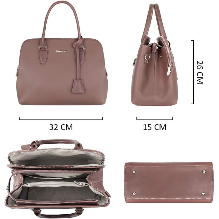 Сумка жіноча David Jones елегантна шопер (Tote Bag) з PU шкіри - рожева. Сумка через плече, багато відділень для роботи та повсякденного використання