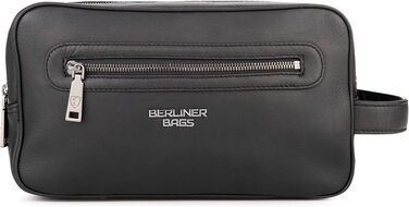 Шкіряна косметичка для подорожей Berliner Bags Premium Kulturbeutel Max, велика сумка для гігієнічних засобів з 2 відділеннями, унісекс, чорна