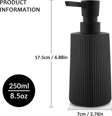 Дозатор мила скляний чорний матовий, дозатор для миття посуду, для кухні та ванної кімнати, з помповим механізмом (1 шт., чорний)