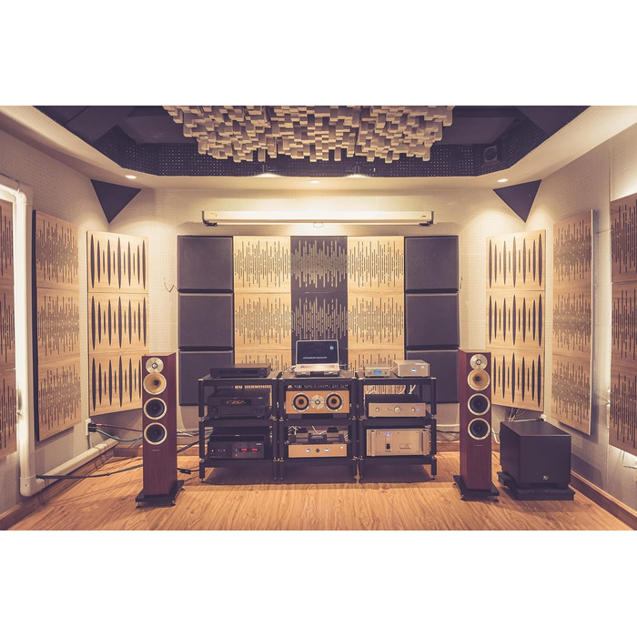 Набір акустичних басових пасток для кутів PULSE-100mm (4 шт), 50x50x10 см, колір горіх — звукопоглинаючі панелі для студії звукозапису