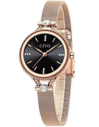 Жіночий кварцовий годинник CIVO A-4 Rosegold: мінімалістичний аналоговий годинник на шкіряному ремінці, водонепроникний