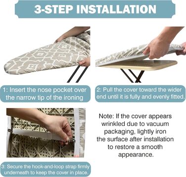 Чохол та накладка для прасувальної дошки 137x45 см, бавовна, термостійкий, товста підкладка, кишенька для праски, Smart Fit, без хімікатів, для прання в машині