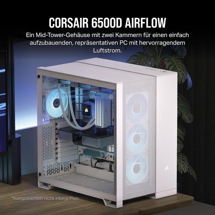 Корпус для ПК Corsair 6500D Airflow Mid-Tower ATX, двокамерний дизайн, підтримка Reverse Connection материнських плат, білий