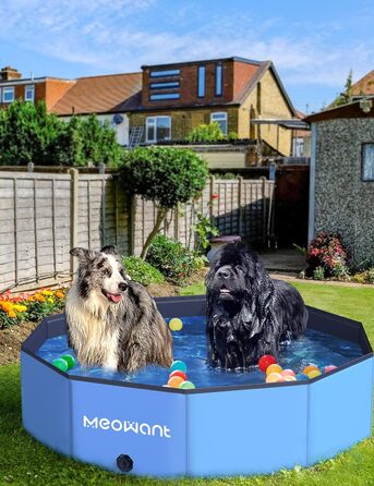 Meowant Foldable Dog Pool, Dog Bathtub, Splash Pool Large Thickened PVC, Extra Large Outdoor Foldable Kids Pool, Portable Non-Slip Dog Splash Pool, No Pump Required (272 x 50 cm) (120*30cm)