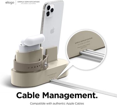 Зарядний станція Elago 3-в-1 для Apple Watch, AirPods та iPhone (білий)
