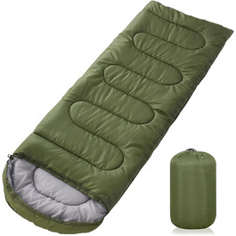 Зелений спальний мішок 220x85 см, водонепроникний, 3 сезони, 1.6 кг, для дому та відпочинку на природі