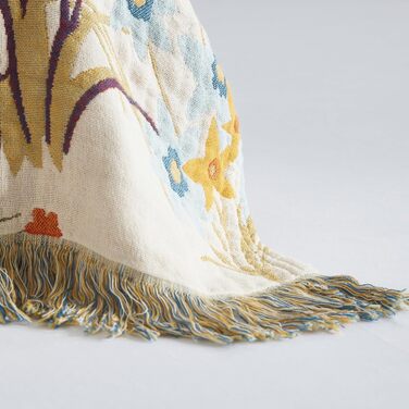 Богемна ковдра Boho 100% бавовна, м'яка ковдра з мусліну, плед 150x200 см, ковдра на диван та ліжко, декоративна ковдра, літня ковдра для вітальні, зелено-бежева (200 x 230 см, квітковий сад)