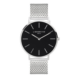 Годинник Liebeskind Berlin для жінок – 38 мм, круглий корпус – кварцовий годинник з сітчатим ремінцем – 5ATM водостійкий – для щоденного використання & стильний, сріблястий / чорний