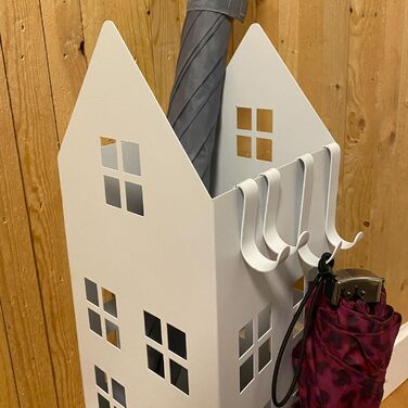 Стійка для парасоль з піддоном для води, 4 гачки, 16x16x49 см, білий колір, UNUS