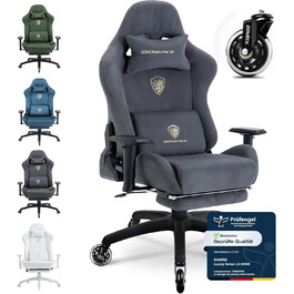 Ігровий крісло Dowinx з мікрофібри: дихаючий, ергономічний, з підніжкою (світло-сірий)