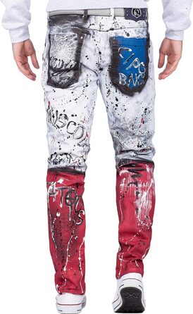 Чоловічі джинси Cipo & Baxx Iceblue Slim Fit 31W/34L з потертостями та стразами