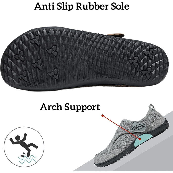 SMajong Теплі домашні тапочки для чоловіків та жінок, зимові, зручні, з антиковзким покриттям, легкі, з пов'язкою, з фетру, для дому та вулиці, розмір 36-46 (40 EU, сірий)