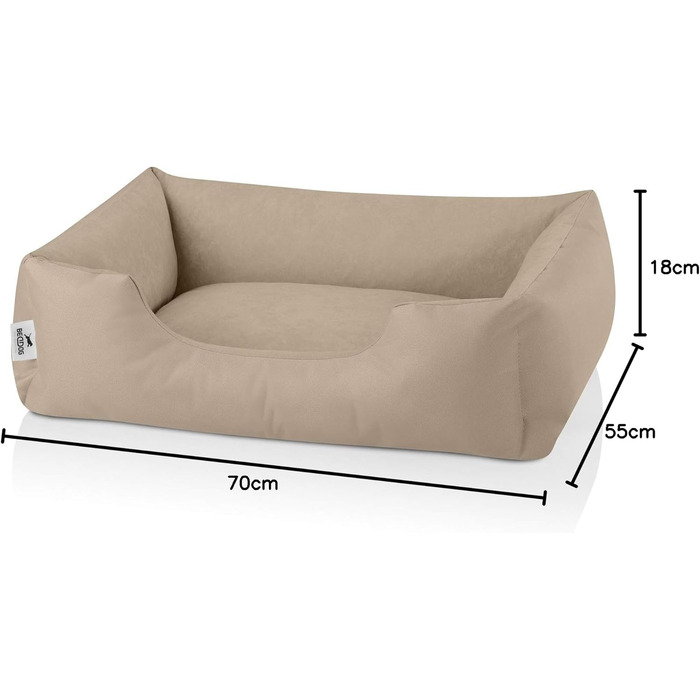 Лягушкове ліжко для собак BedDog Zara, м'яке ліжко-кошик для маленьких собак, знімний та пральний чохол, колір пісок (NAMIB-SAND), 70x55x18 см
