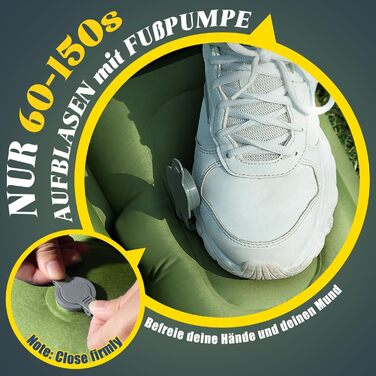 Саморозкладаючий килимок для кемпінгу Double, ультралегкий, товстий, з насосом для ніг, зелено-блакитний