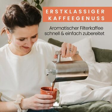 Groenenberg French Press I High-quality French Press Thermos with Keep-Warm Function I Coffee Maker in various sizes from 300ml to 1 Liter, 0.35 Liter
