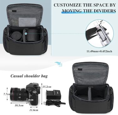 Сумка для камери Baigio: фотосумка для DSLR/SLR камер, об'єктивів та аксесуарів (чорна)