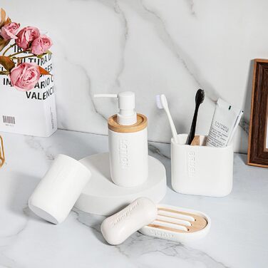 Набір аксесуарів для ванної кімнати з бамбуком/деревом, набір для ванної кімнати, аксесуари для кухні, себорегулятор, тримач для зубних щіток, мильниця
