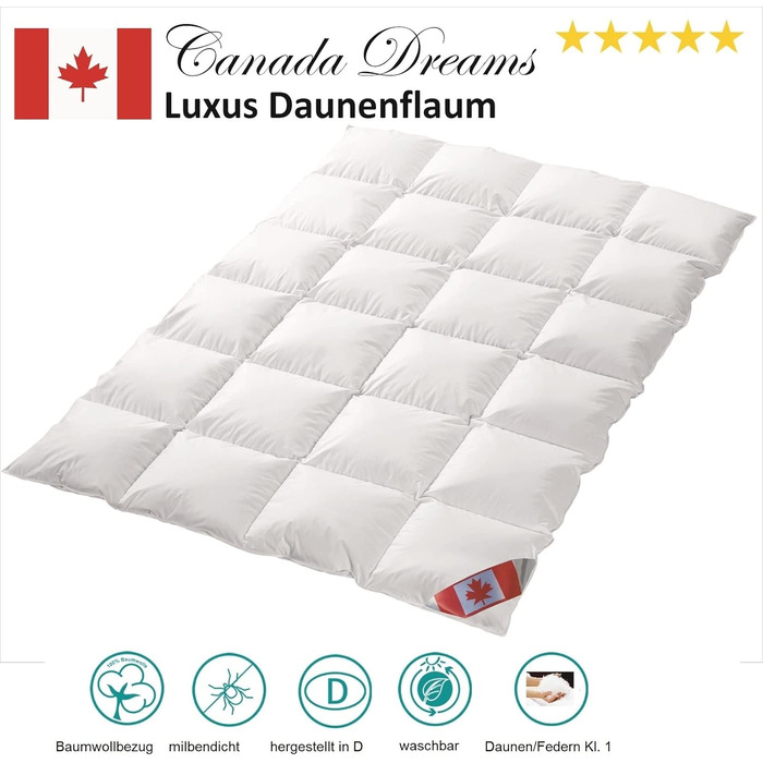 Ковдра пухова Canada Dreams, всесезонна, теплоізоляція 3, розмір 155x220 см, біла, люкс якість