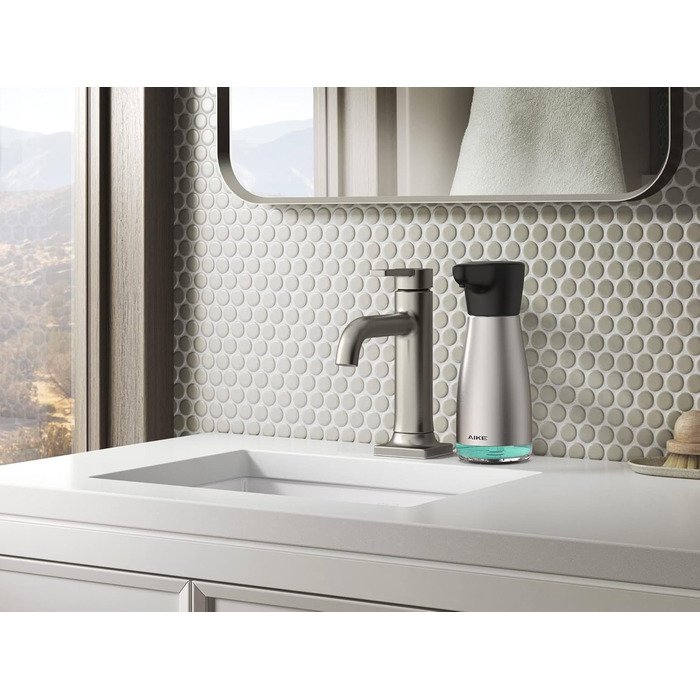 AIKE Automatic Soap Dispenser, Stainless Steel, 420 ml Rechargeable Soap Dispenser with USB Magnetic Connector, Soap Dispenser for Kitchen and Bathroom, IPX7 Waterproof