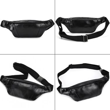 Чоловіча/Жіноча поясна сумка з натуральної шкіри Vintage, чорна, 1034