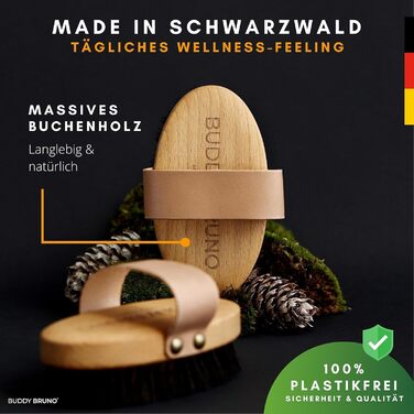 Щітка для собак Buddy Bruno® для короткошерстих порід, 100% натуральна щетина, для щоденного догляду за шерстю, преміум-щітка для собак та котів, з очищувачем, MADE IN DE