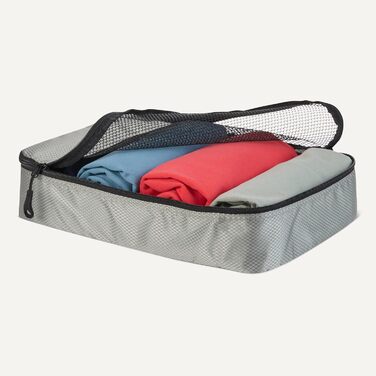 Органайзер для подорожей Amazon Essentials, набір 8 шт., з подвійним замком, 100% поліестер, різні розміри (1 великий, 1 середній, 1 маленький, 1 вузький), сірий