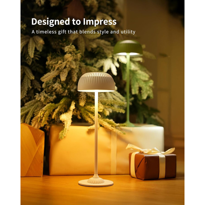 Світлодіодна настільна лампа бездротова LED для вулиці та дому, димована, з акумулятором 5200mAh, IP54, чорна (2 шт)