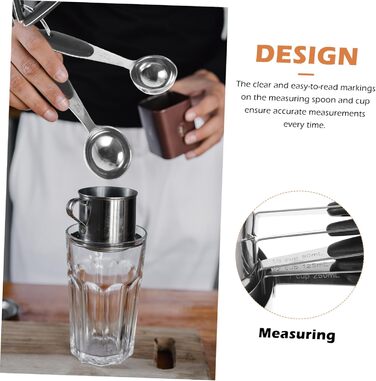 Cabilock 1 Set Stainless Steel Measuring Spoons Coffee Cups with Lid Teaspoons Pantry Cup Measuring Dry Measuring Cups Measuring Table Measuring Cups Utensil Gadgets Silica Gel