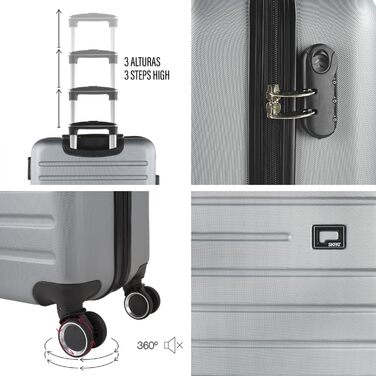 Чемодан валіза на колесах KPAT, валіза-тележка, валіза з жорсткого корпусу, срібна, S+L