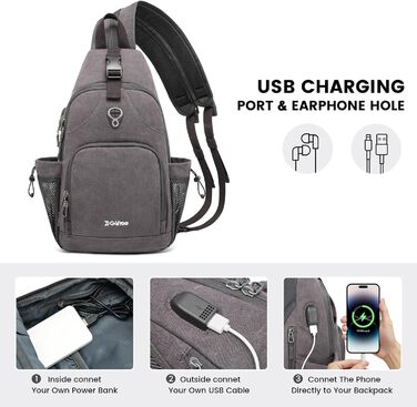 Сумка через плече G4Free на канвісі (Dunkelgrau) - для подорожей, хайкінгу, бігу, альпінізму