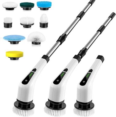Електрична щітка для прибирання бездротова з 9 змінних насадок, 2 швидкості. Електричний очищувач ванни з регульованою ручкою для ванної, кухні, авто, підлоги