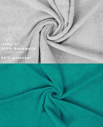 Набір рушників Betz 10 предметів, преміум якість, 100% бавовна, сірий та сріблястий (смарагдово-зелений та сріблястий)