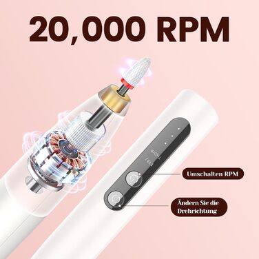 Електричний фрезер для нігтів DOCOCO з USB-C, для гелю та акрилу, манікюрний набір