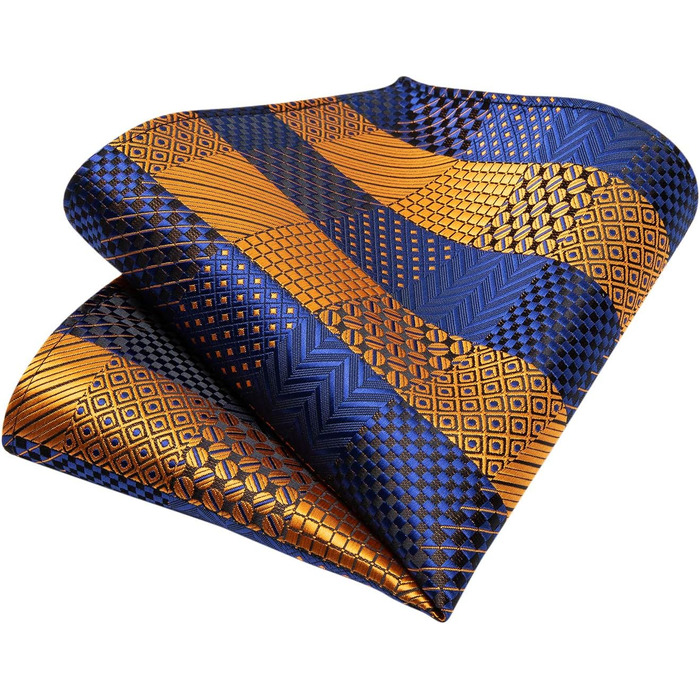 Набір аксесуарів для чоловіків DiBanGu: краватка-снуд, кишеньковий платок, запонки, кільце для краватки (4 шт.) - блакитний/коричневий