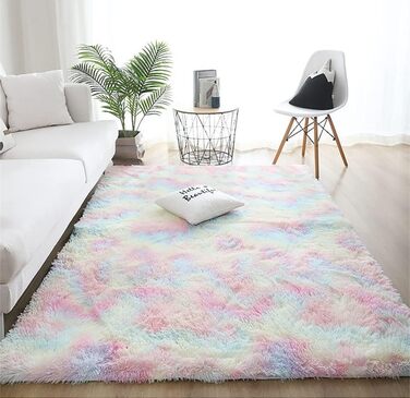 Штучний хутровий килим NIULAA 120x160 см білий, пухнастий, м'який, для вітальні, спальні, коридору, підлогу біля ліжка, на вулицю, шторний, однотонний