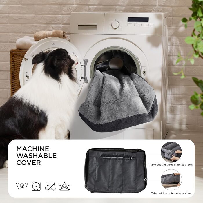 BEDSURE Лежанка для собак великих порід - 106x76 см, товста, з водонепроникною наволочкою, антиковзаюча, з м'якого плюшу Sherpa, темно-сіра