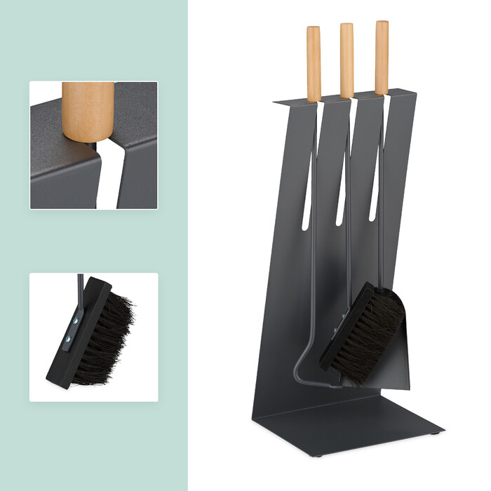 Relaxdays 4-Piece Fireplace Tool Set with Stand