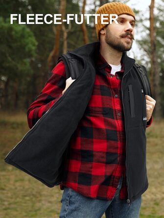 UNBON Грівальна жилетка для чоловіків, флісова жилетка з підігрівом, Powerbank 10000mAh, USB, 3 режими нагріву, 6 зон нагріву, чорний